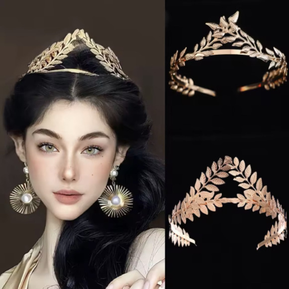 Gold Laurel Leaf Headband Crown Greek Roman Tiara for Women Cosplay Party - Picture 1 of 5